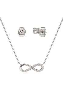 Engelsrufer Damen Ohrring und Ketten Set "Schmuck Geschenk, INFINITY UNENDLICHKEITSSCHLEIFE, ERMT-LILINFINITY-ZI", silber, Silber 925