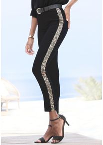 Lascana Damen 7/8-Jeggings, schwarz, modisch, Gr. 36, unifarben mit Farbeinsatz, Denim/Jeans, Obermaterial: 67% Baumwolle, 29% Polyester, 4%