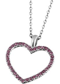 Firetti Damen Kette mit Anhänger "Schmuck Geschenk Gold 375 Gold 585 Halsschmuck Halskette Herz", 0,14 ct, Weißgold 375, L: 45cm B: 1mm, rot,