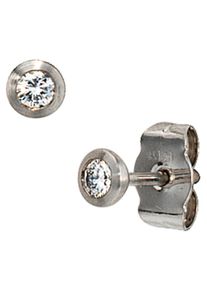 Jobo Damen Paar Ohrstecker, SI = kleine Einschlüsse, Platin 950-Diamanten, grau, Platin 950, Diamanten, Ohrringe, rund 950 Platin mit 2 Diamanten