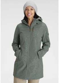 Polarino Damen Softshellmantel, grün, sportlich, Gr. 46, Softshell, Obermaterial: 94% Polyester, 6% Elasthan. Futter: 100% Polyester. Kapuzenfutter: