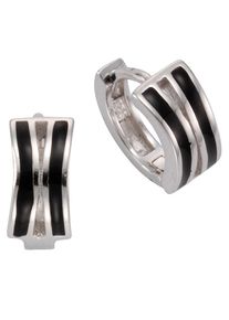 Firetti Damen Paar Creolen "Schmuck Geschenk Silber 925 Klappcreole silber-schwarz", Silber 925 (Sterlingsilber), silber, Silber 925