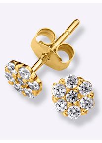 Lady Damen Paar Ohrstecker, Zirkonia ct, Metall, gold, Metall, Ohrringe
