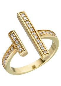 Jobo Damen Fingerring, 54, Silber 925 (Sterlingsilber), gold, Silber 925 (Sterlingsilber), Fingerringe, 925 Silber vergoldet mit Zirkonia