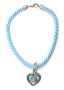 Allgäu Rebell ALLGÄU REBELL Damen Collier "Traudel", blau, Basic, Textil, Halsketten, mit Herzanhänger