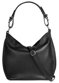 Samantha Look Damen Shopper, schwarz, Leder, unifarben, leicht glänzend, Taschen, echt Leder, Made in Italy