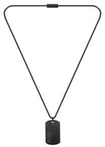 BOSS Herren Kette mit Anhänger "Schmuck Edelstahl Halsschmuck Venezianerkette ID", Edelstahl, L: 61cm, schwarz, Edelstahl, Halsketten