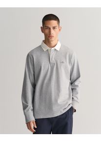 Gant Herren Rugbyshirt "REG SHIELD HEAVY RUGGER", grau, casual, Gr. XXL, Sweatware, Obermaterial: 100% Baumwolle, Shirts, mit Logostickerei auf der