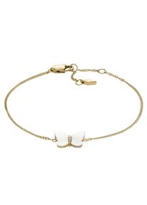 Fossil Damen Armband "Schmetterling, JEWELRY, JF04425710", Edelstahl, gold, Edelstahl, Armbänder, mit Zirkonia (synth.) - mit Perlmutt
