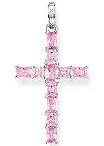 Thomas Sabo Damen Ketten-Anhänger "Kreuz pinke oder bunte Steine, PE939-051-9, PE939-073-7", Silber 925 (Sterlingsilber), 4,73 g, bunt, Silber 925
