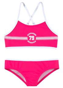 Kangaroos Kinder Bustier-Bikini "Sporty", pink, Gr. 122, unifarben, kontrastfarbene Details, Polyamid, Bikini-Sets, mit sportlichem Frontdruck