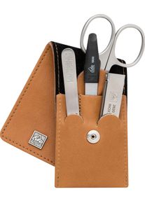 ERBE® ERBE Maniküre-Etui "Taschenetui aus echtem Leder", B/H/T: 100mm x 50mm x 20mm 4 tlg., braun, B:100mm H:50mm T:20mm, Nageletuis, bestückt mit Solinger