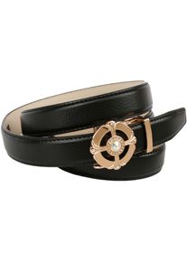Anthoni Crown Damen Ledergürtel, schwarz, Gr. 100, unifarben, Leder, Gürtel, mit eleganter Schließe, großer Schmuckstein in der Mitte