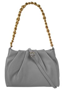 Samantha Look Damen Umhängetasche, grau, Leder, unifarben, leicht glänzend, Taschen, echt Leder, Made in Italy
