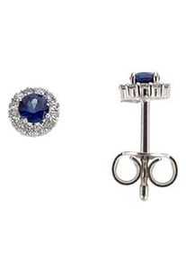 Firetti Damen Paar Ohrstecker "Schmuck Geschenk Gold 333 Ohrschmuck Farbstein Edelstein Saphir", 0,12 ct P2 = erkennbare Einschlüsse, Weißgold