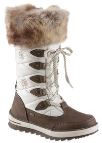 Tom Tailor Kinder Winterstiefel, Gr. 27, braun, Lederimitat, Textil, sportlich, Schuhe, mit schöner Kontrast-Stickerei