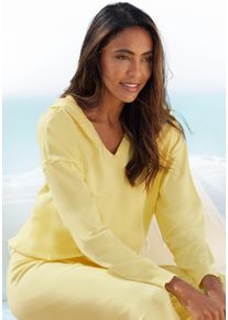 Lascana Damen Strickpullover, Gr. 36, gelb, Obermaterial: 50% Viskose, 28% Polyester, 22% Nylon, unifarben, Basic, Pullover, Kapuzensweatshirt aus