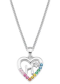 Mädchen Kette mit Anhänger "Herz/Buchstaben, 2027876", H, Silber 925 (Sterlingsilber), L: 38cm, bunt, Prinzessin Lillifee, Silber 925
