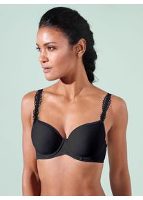 Viania Damen T-Shirt-BH, Gr. 75, schwarz, 65% Polyamid, 28% Polyester, 7% Elasthan, BHs
