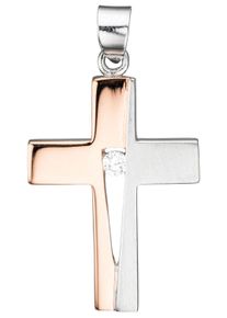 Jobo Damen Kreuz-Anhänger "Anhänger Kreuz", Silber 925 (Sterlingsilber), silber, Silber 925 (Sterlingsilber), Schmuckanhänger, 925 Silber bicolor