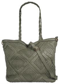 Samantha Look Damen Shopper, grün, Leder, Taschen, echt Leder, Made in Italy