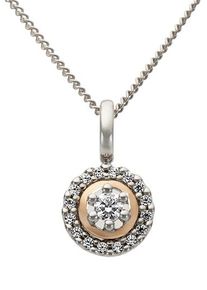 Firetti Damen Ketten-Anhänger "Schmuck Geschenk Gold 585 Halsschmuck Anhänger für Halskette Solitär", 0,110 ct P2 = erkennbare Einschlüsse, Weißgold