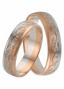 Firetti Trauring "Schmuck Geschenk Gold 375 Hochzeit Ehering "LIEBE" Ranke", 16,5, ohne Brillant, Roségold 375-Weißgold 375, 5mm, rosa, Rosu00e9gold