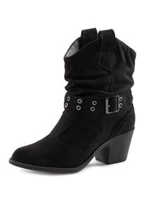 Lascana Damen Cowboy Stiefelette, Gr. 35, schwarz, Obermaterial: 100% Textilmaterial. Futter: 100% Textilmaterial. Decksohle: 100% Lederimitat.