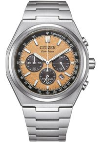Citizen Herren Chronograph, silber, Armbanduhren, Armbanduhr, Herren, Titan, Eco-Drive, Solar, Stoppfunktion, Saphirglas
