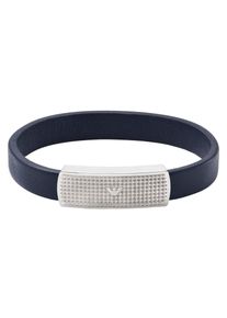 Emporio Armani Armband "EGS2987040", Edelstahl-Leder, blau, Edelstahl, Leder, Armbänder