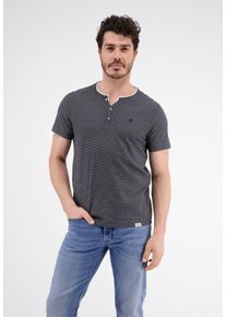 Lerros Herren T-Shirt "Lerros Serafino mit Finelinerstreifen, washed", blau, Gr. S, 99% Baumwolle; 1% Viskose, Shirts