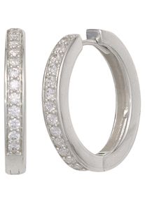 Jobo Damen Paar Creolen, Silber 925 (Sterlingsilber), silber, Silber 925 (Sterlingsilber), Ohrringe, rund 925 Silber mit Zirkonia