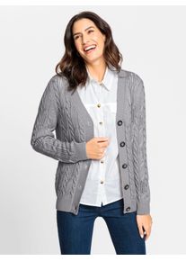 Inspirationen Damen Strickjacke, grau, Gr. 40, unifarben, 50% Baumwolle, 50% Polyacryl, Strickjacken