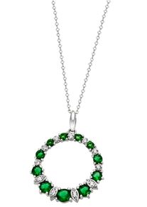 Firetti Damen Kette mit Anhänger "Schmuck Geschenk Silber 925 Halsschmuck Halskette Ankerkette", Silber 925 (Sterlingsilber), grün, Silber 925