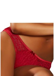 s.Oliver Damen Stringtanga, Gr. 44, rot, Microfaser, Obermaterial: 90% Polyamid, 10% Elasthan, Unterhosen, aus schimmernder Jacquardspitze
