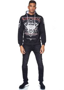 Rusty Neal Herren Kapuzensweatshirt "Rusty Neal Sweater", schwarz, sportlich, Gr. S, bedruckt, mehrfarbig, 70% Baumwolle, 30% Polyester, Sweatshirts,