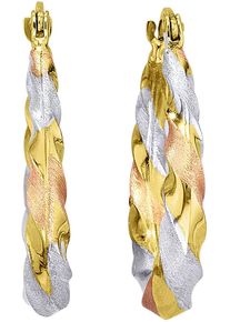 Firetti Damen Paar Creolen "Schmuck Geschenk Gold 375 Ohrschmuck Ohrringe Tricolor", Gelbgold 585, rosa, Gelbgold 585, Ohrringe