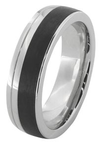 DOOSTI Trauring "Schmuck Geschenk Edelstahl Trauring Ehering Partnerring LIEBE", 64, ohne Zirkonia, Edelstahl-Carbon, 6,5mm, schwarz, Edelstahl,