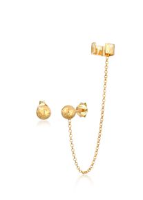 Elli Damen Paar Ohrstecker "Earcuff Klemme Stecker Kugel 925 Silber", OneSize, ohne Stein, Silber 925 (Sterlingsilber), gold, Silber 925