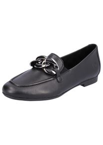 Remonte Damen Loafer, Gr. 36, schwarz, Leder, elegant, Schuhe, Slipper, Businness Schuh mit auffälliger Zierkette