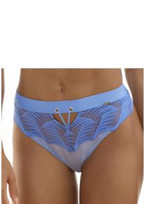 Lascana Damen String "Marla", Gr. 40, blau, Spitze, Obermaterial: 91% Polyamid, 9% Elasthan, Unterhosen, aus Spitze mit modischer Bänder-Optik