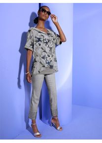 CRÉATION L CREATION L Damen Longbluse, beige, Gr. 36, geblümt, gemustert, mehrfarbig, 75% Viskose, 25% Seide, Blusen