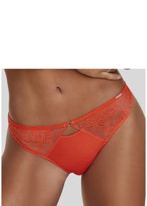 Lascana Damen Tanga, Gr. 44, orange, Spitze, Obermaterial: 88% Polyamid, 12% Elasthan, Unterhosen, mit Spitzeneinsätzen in cooler Tattoo-Optik