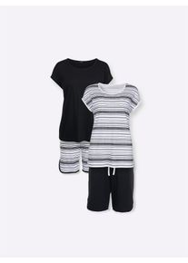 wäschepur WÄSCHEPUR Damen Shorty, Gr. 36, schwarz-weiß, 50% Baumwolle, 50% Modal, Homewear-Sets