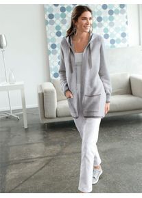 Classic Basics Damen Kapuzenstrickjacke, grau, Gr. 54, gemustert, mehrfarbig, 100% Polyacryl, Strickjacken