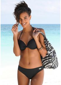 Lascana Damen Bikini-Hose "Italy", schwarz, Gr. 34, unifarben, Microfaser, Polyamid, Microfaser, Badehosen, in uni