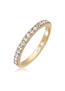 Elli Damen Fingerring "Bandring Memoire Kristalle 925 Silber", 58mm,mit Steinen, Silber 925 (Sterlingsilber), 2.2mm, gold, Silber 925