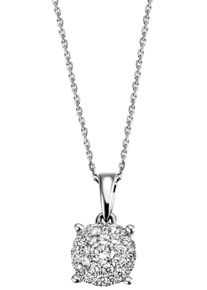 Firetti Damen Kette mit Anhänger "Schmuck Geschenk Gold 585 Halsschmuck Halskette Goldkette Ankerkette", 0,42 ct, Weißgold 585-Diamanten, L: 45cm,