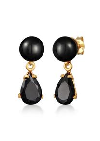 Elli Damen Paar Ohrstecker "Zirkonia synth. Perle Schwarz 925 Silber", OneSize, ohne Stein, Silber 925 (Sterlingsilber), gold, Silber 925