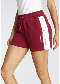 H.I.S. H.I.S Damen Shorts, Gr. 36, rot, Interlock, Obermaterial: 60% Baumwolle, 40% Polyester, unifarben, Basic, Hosen, mit weißem Seitenstreifen und